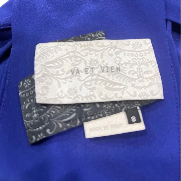 NWOT Va Et Vien Silk Dress Blue  tiered halter BHLDN for Anthropologie 8 - Picture 4 of 7